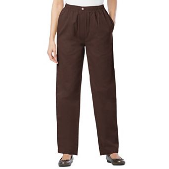 Woman Within Plus Size Tall Straight-Leg All-Cotton Denim Pull-On 7-Day Elastic-Waist Jeans