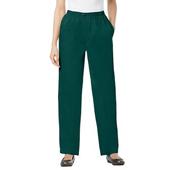 Woman Within Plus Size Tall Straight-Leg All-Cotton Denim Pull-On 7-Day Elastic-Waist Jeans