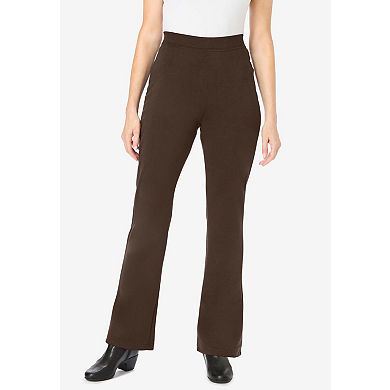 Woman Within Plus Size Petite Stretch Ponte Knit Pull-On Bootcut Pants