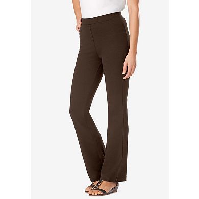 Woman Within Plus Size Petite Stretch Ponte Knit Pull-On Bootcut Pants