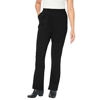 Woman Within Plus Size Petite Stretch Ponte Knit Pull-On Bootcut Pants