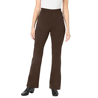 Woman Within Plus Size Petite Stretch Ponte Knit Pull-On Bootcut Pants