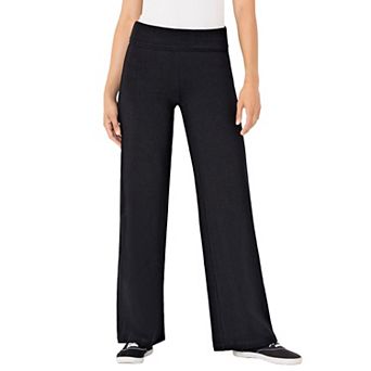 Woman Within Plus Size Stretch-Cotton Knit Pull-On Wide-Leg Leggings