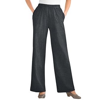 Woman Within Plus Size Petite 7-Day Knit Wide-Leg Pull-On Pants