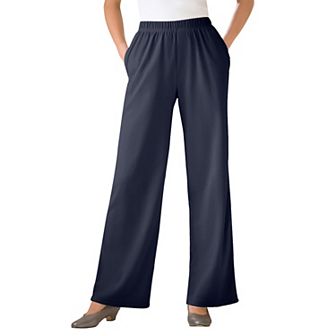 Woman Within Plus Size Petite 7-Day Knit Wide-Leg Pull-On Pants