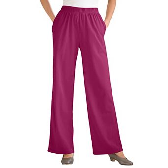 Woman Within Plus Size Petite 7-Day Knit Wide-Leg Pull-On Pants