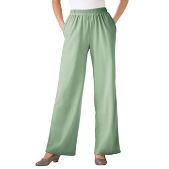 Woman Within Plus Size Petite 7-Day Knit Wide-Leg Pull-On Pants