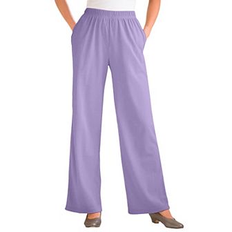 Woman Within Plus Size Petite 7-Day Knit Wide-Leg Pull-On Pants