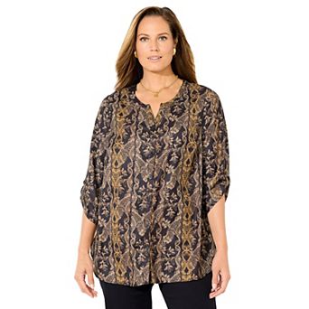 Catherines Women's Plus Size Petite Breezeway Georgette Blouse