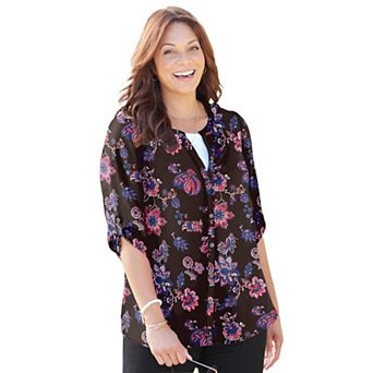 Catherines Women's Plus Size Petite Breezeway Georgette Blouse