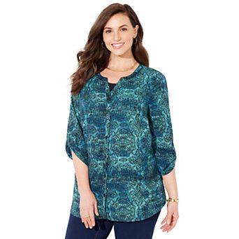 Catherines Women's Plus Size Petite Breezeway Georgette Blouse