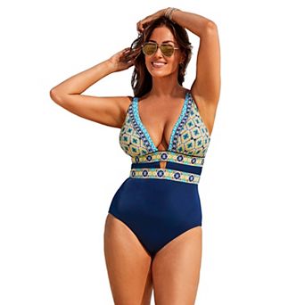 Swimsuits for All Women's Plunge One Piece Swimsuit