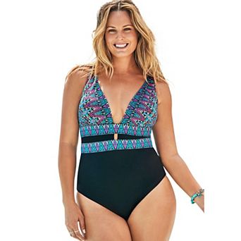 Swimsuits for All Women's Plunge One Piece Swimsuit
