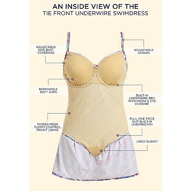 Swimsuits for All Women's Tie Front Underwire Swimdress