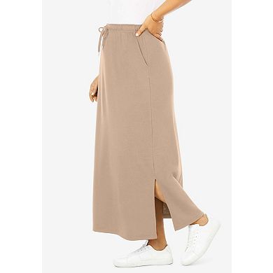 Woman Within Plus Size Petite Sport Knit Side-Slit Skirt