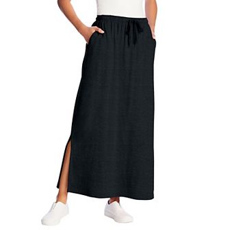 Woman Within Plus Size Petite Sport Knit Side-Slit Skirt