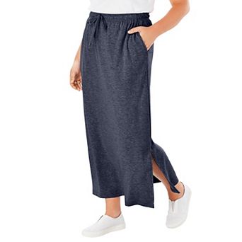 Woman Within Plus Size Petite Sport Knit Side-Slit Skirt
