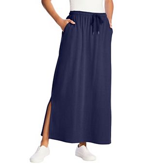 Woman Within Plus Size Petite Sport Knit Side-Slit Skirt