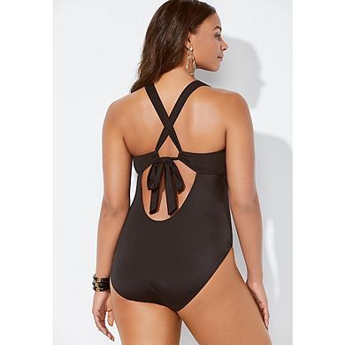 Swimsuits for All Women's Plus Size Lace Up One Piece Swimsuit