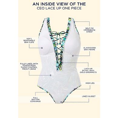 Swimsuits For All Women's Plus Size Lace Up One Piece Swimsuit
