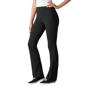 Woman Within Plus Size Stretch-Cotton Knit Pull-On Bootcut Side-Stripe Leggings