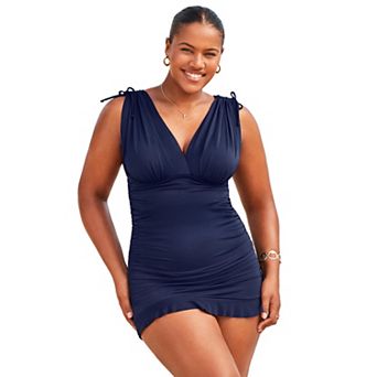 Swimsuits for All Women's Adjustable Ruched Swimdress