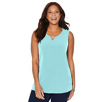 Catherines Women's Plus Size Petite Crisscross Timeless Tank