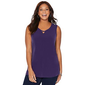 Catherines Women's Plus Size Petite Crisscross Timeless Tank
