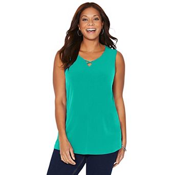 Catherines Women's Plus Size Petite Crisscross Timeless Tank