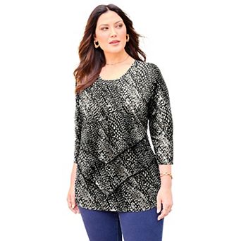 Catherines Women's Plus Size Poetry Tiered Tee