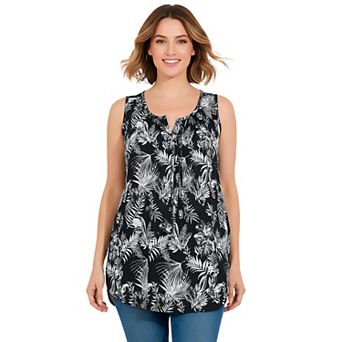 Woman Within Plus Size Sleeveless Pintuck Gauze Shirt