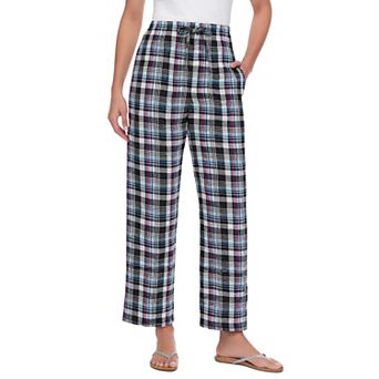 Woman Within Plus Size Seersucker Pull-On Elastic-Waist Pants