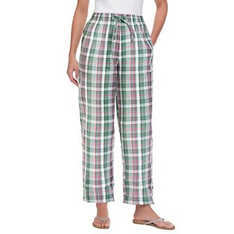 Woman Within Plus Size Seersucker Pull-On Elastic-Waist Pants
