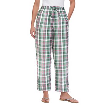 Woman Within Plus Size Seersucker Pull-On Elastic-Waist Pants