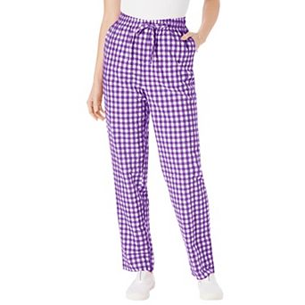 Woman Within Plus Size Seersucker Pull-On Elastic-Waist Pants