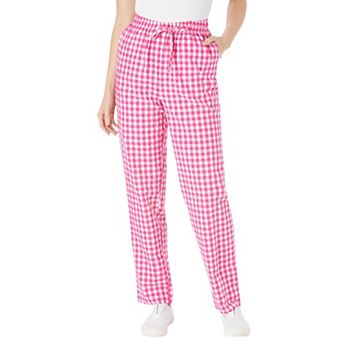 Woman Within Plus Size Seersucker Pull-On Elastic-Waist Pants
