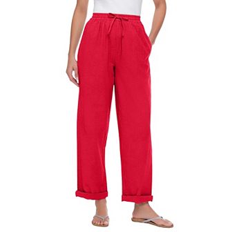 Woman Within Plus Size Seersucker Pull-On Elastic-Waist Pants