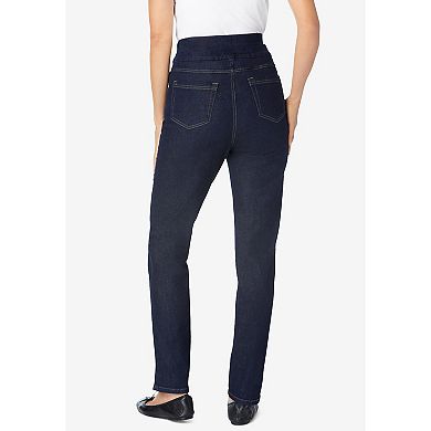 Woman Within Plus Size Petite Flex-Fit Pull-On Slim-Leg Denim Jean