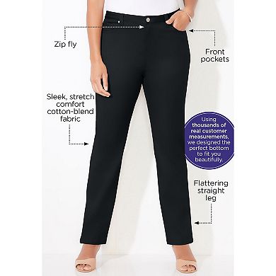 Catherines Women's Plus Size Tall Sateen Stretch Pant