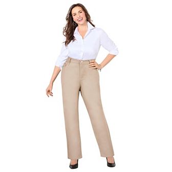 Catherines Women's Plus Size Tall Sateen Stretch Pant