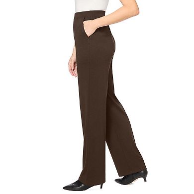 Woman Within Plus Size Petite Stretch Ponte Knit Pull-On Wide-Leg Pants