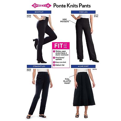 Woman Within Plus Size Petite Stretch Ponte Knit Pull-On Wide-Leg Pants