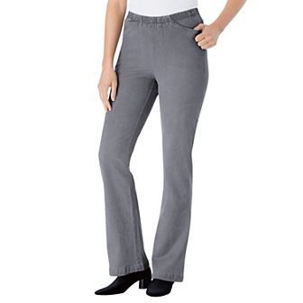 Woman Within Plus Size Petite Fineline Stretch Denim Pull-On Bootcut Jeans