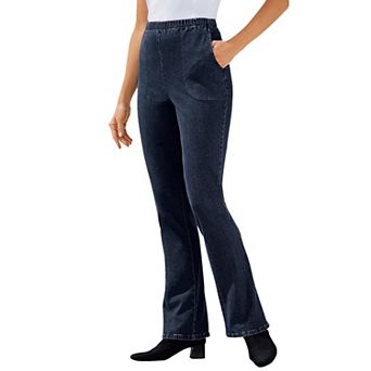 Woman Within Plus Size Petite Fineline Stretch Denim Pull-On Bootcut Jeans