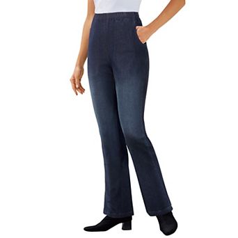 Woman Within Plus Size Petite Fineline Stretch Denim Pull-On Bootcut Jeans