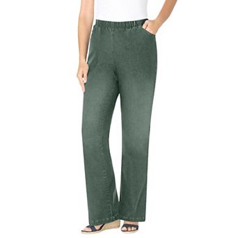 Woman Within Plus Size Petite Fineline Stretch Denim Pull-On Bootcut Jeans