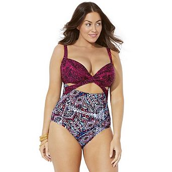 Swimsuits for All Women's Cut Out Underwire One Piece Swimsuit
