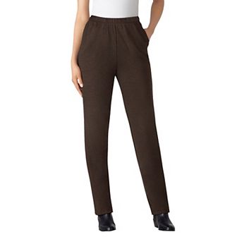 Woman Within Plus Size Straight-Leg Stretch Ponte-Knit Pull-On Pants