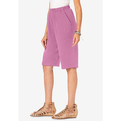 Roaman's Women's Plus Size Petite Plus Size Soft Knit Pull-On Bermuda Short