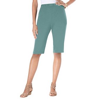Roaman's Women's Plus Size Petite Plus Size Soft Knit Pull-On Bermuda Short